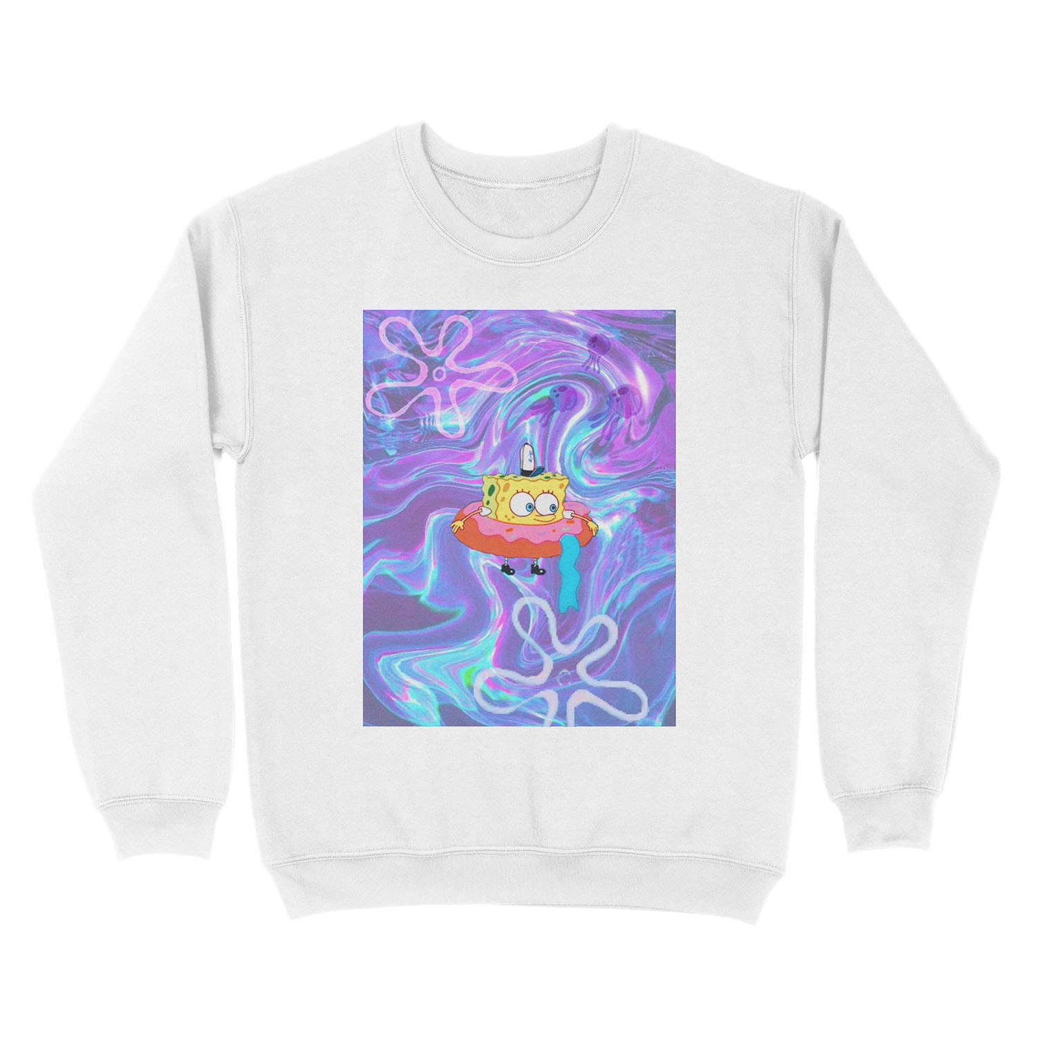 Psychedelic Donut Spongebob Tapestry Unisex Crewneck Sweatshirt - Image 2