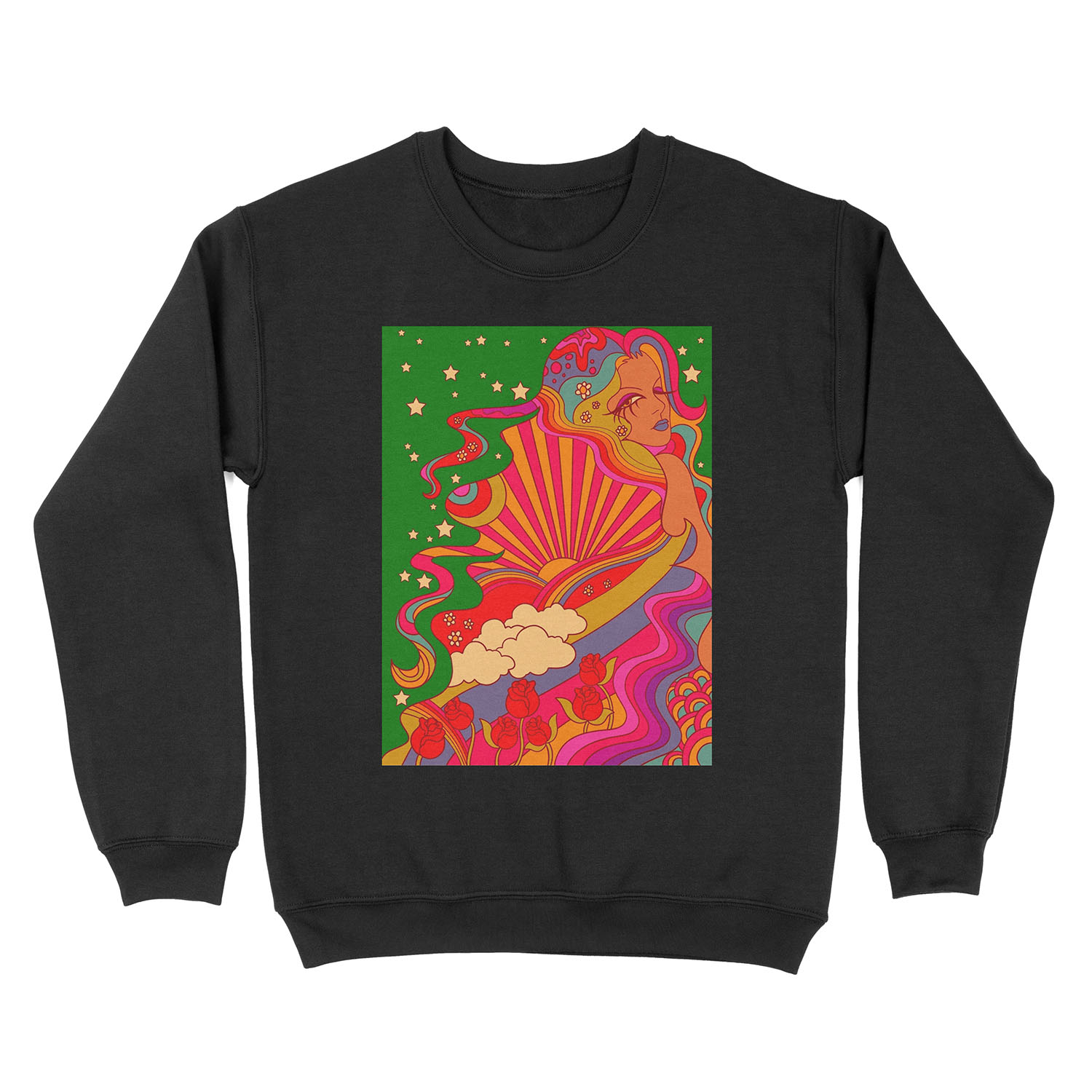 Psychedelic Lady Unisex Crewneck Sweatshirt