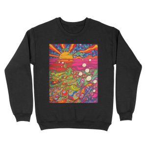 Psychedelic Trippy Hippy Colorful Illustration Unisex Crewneck Sweatshirt