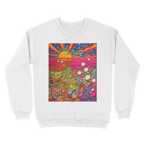 Alternative view of Psychedelic Trippy Hippy Colorful Illustration Unisex Crewneck Sweatshirt