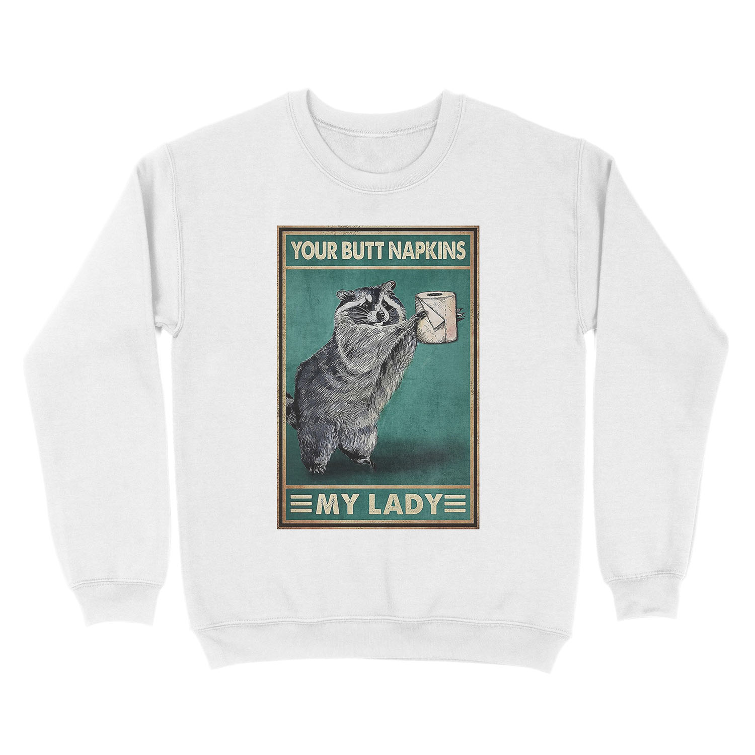 racoon napkins Unisex Crewneck Sweatshirt - Image 2