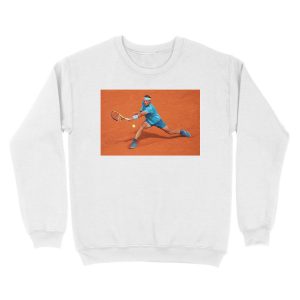 Alternative view of Rafael Nadal playing tennis Unisex Crewneck Sweatshirt