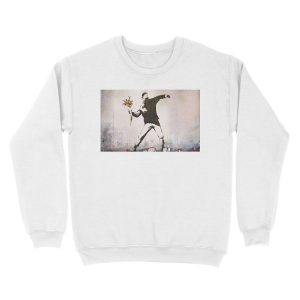 Alternative view of Rage, Flower Thrower, Banksy Unisex Crewneck Sweatshirt