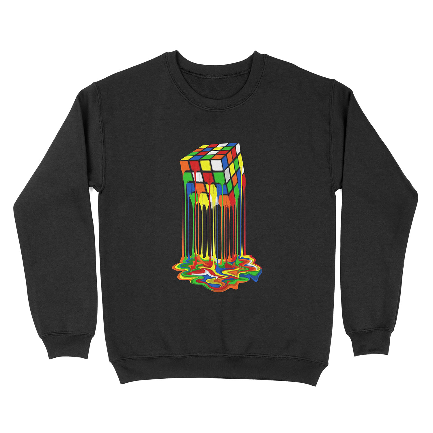 Rainbow Abstraction melted rubiks cube Unisex Crewneck Sweatshirt