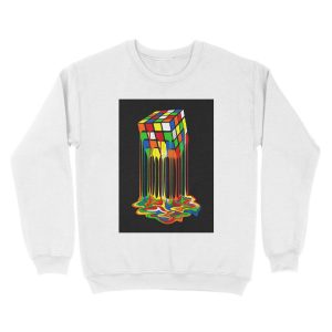Alternative view of Rainbow Abstraction melted rubiks cube Unisex Crewneck Sweatshirt