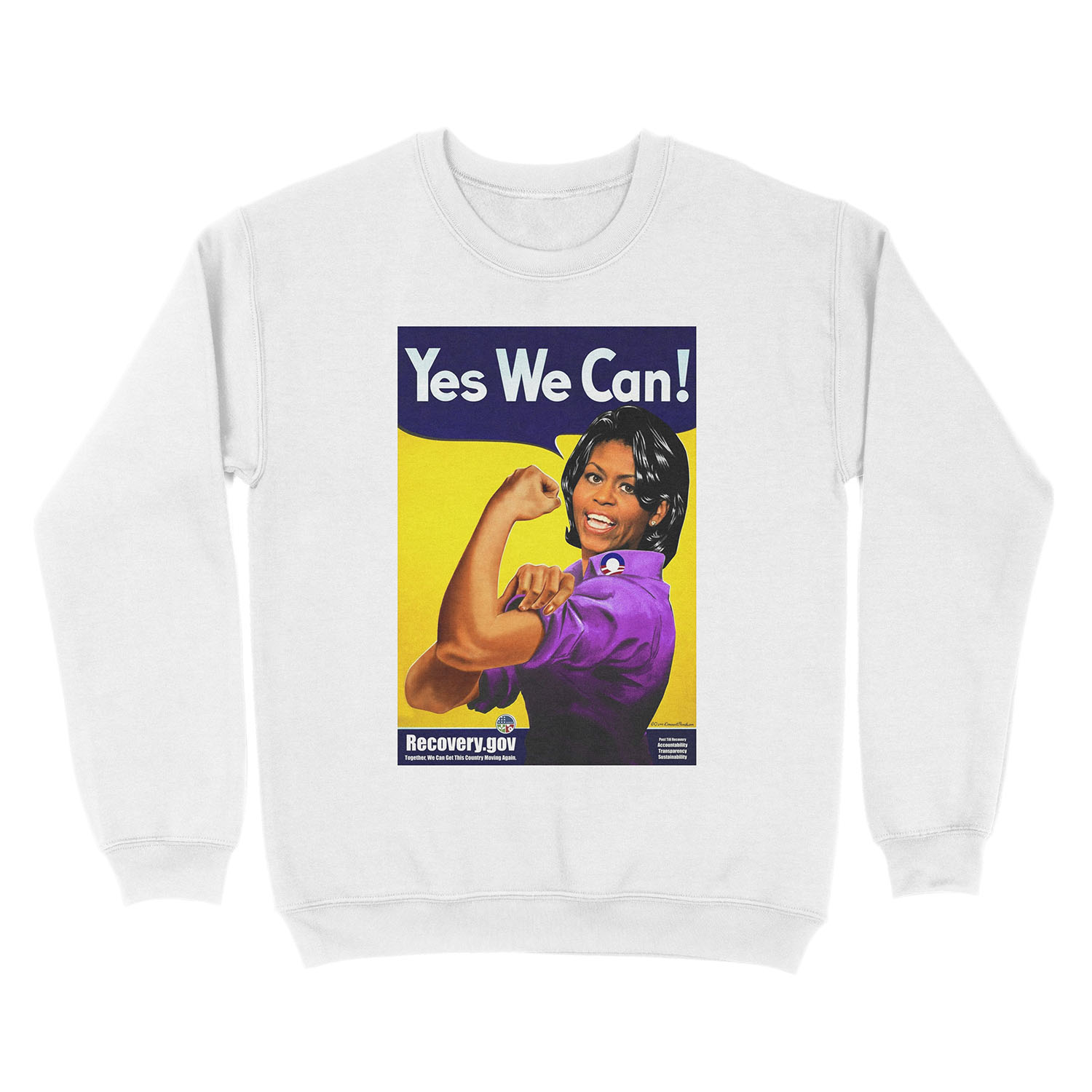 Recovery.gov Michelle Obama as Rosie The Riveter Unisex Crewneck Sweatshirt - Image 2
