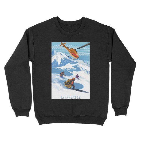 RETRO HELISKI REVELSTOKE SKI POSTER Unisex Crewneck Sweatshirt