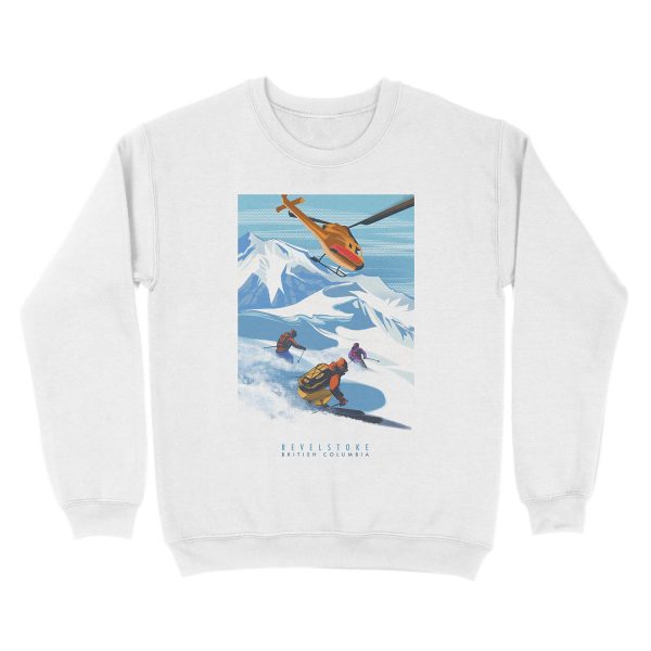 RETRO HELISKI REVELSTOKE SKI POSTER Unisex Crewneck Sweatshirt - Image 2