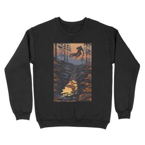Retro styled mountain biking dirt jumper sunset Unisex Crewneck Sweatshirt