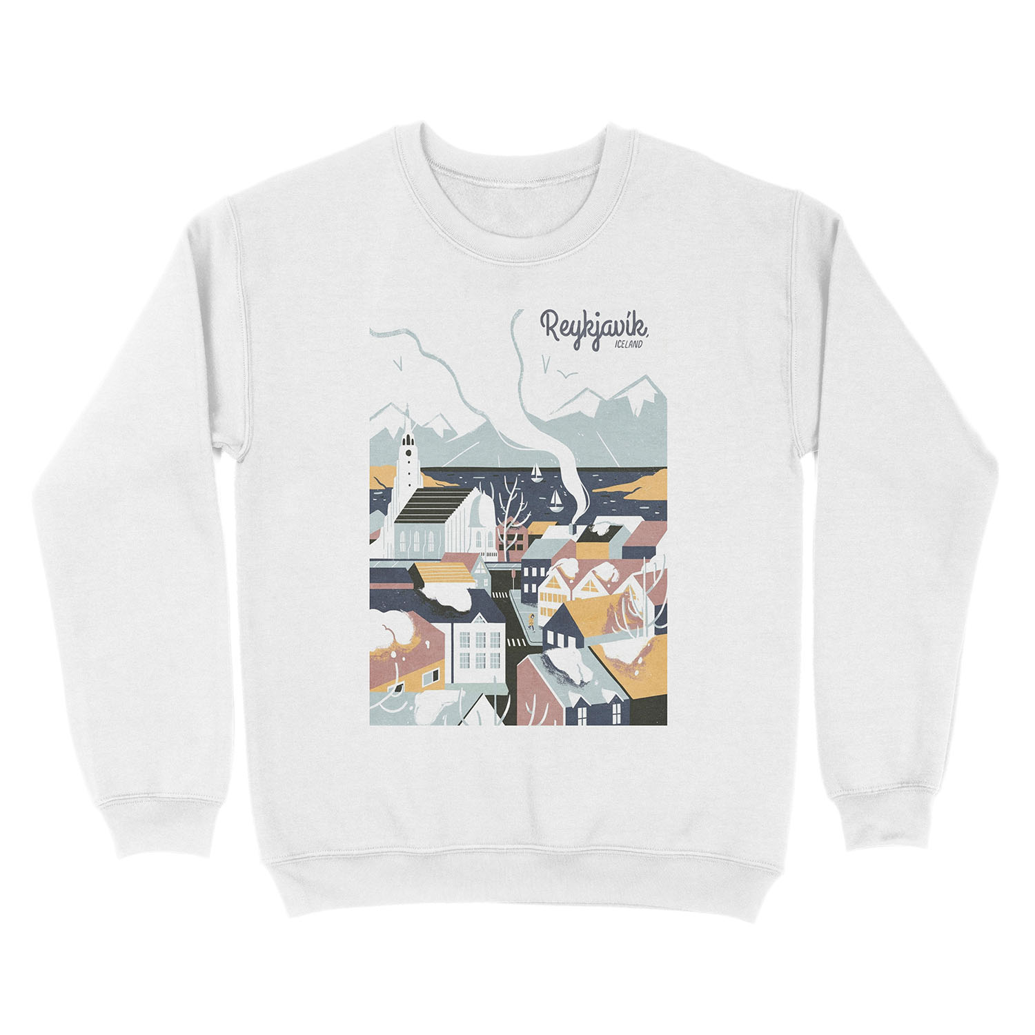 Reykjavik, Iceland, Travel poster Unisex Crewneck Sweatshirt - Image 2