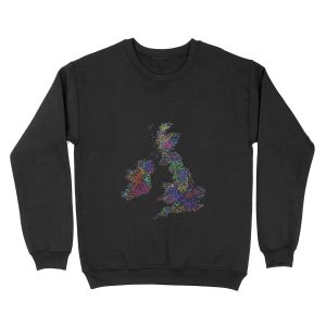 River basins of the British Isles in rainbow colours Unisex Crewneck Sweatshirt