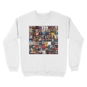 Alternative view of Rock Vinyl Collage Unisex Crewneck Sweatshirt