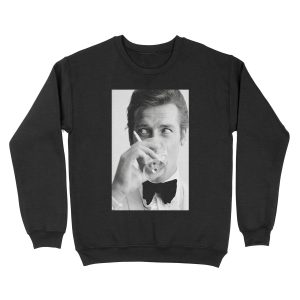 Roger Moore with Martini Retro Vintage Unisex Crewneck Sweatshirt