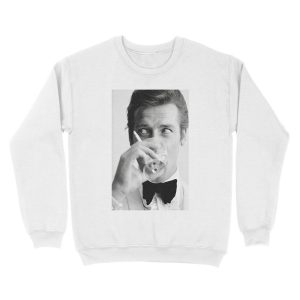 Alternative view of Roger Moore with Martini Retro Vintage Unisex Crewneck Sweatshirt
