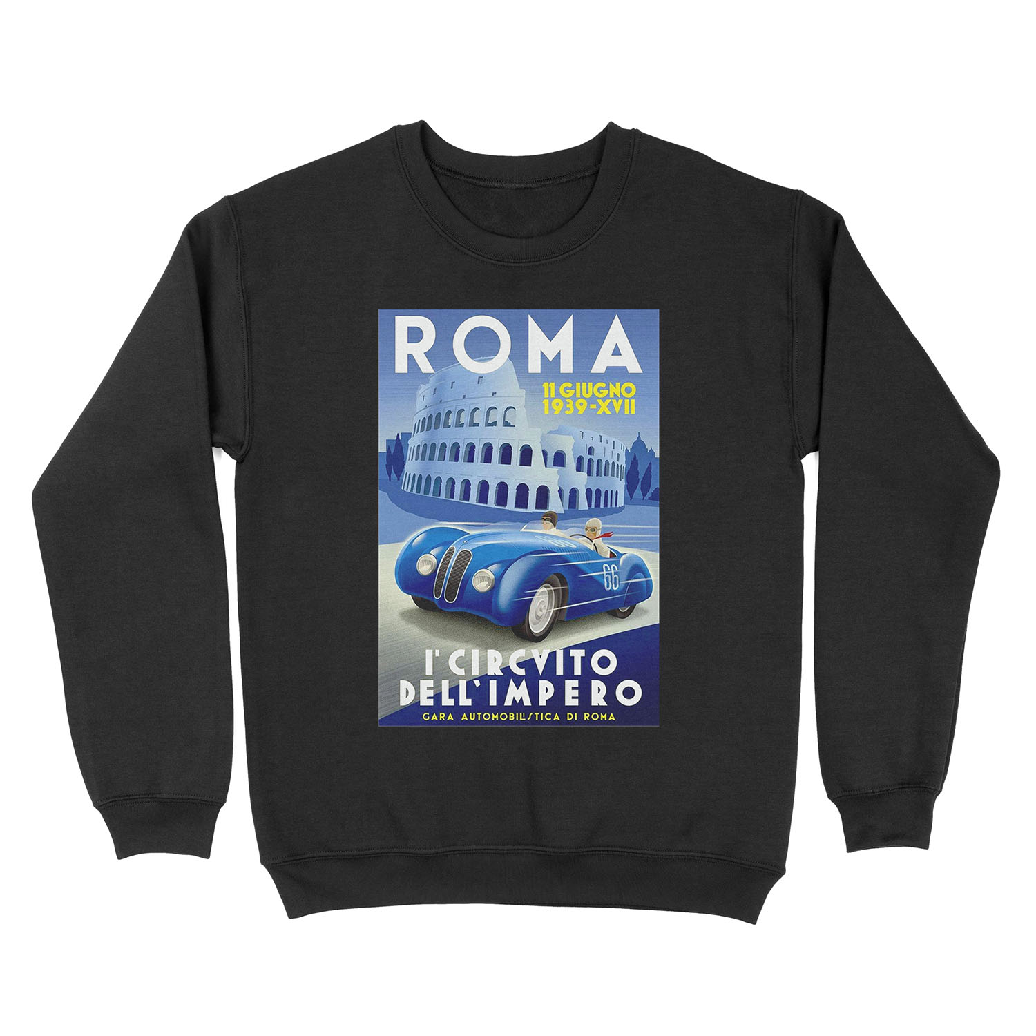 ROMA VINTAGE GRAND PRIX Auto Racing Print Unisex Crewneck Sweatshirt