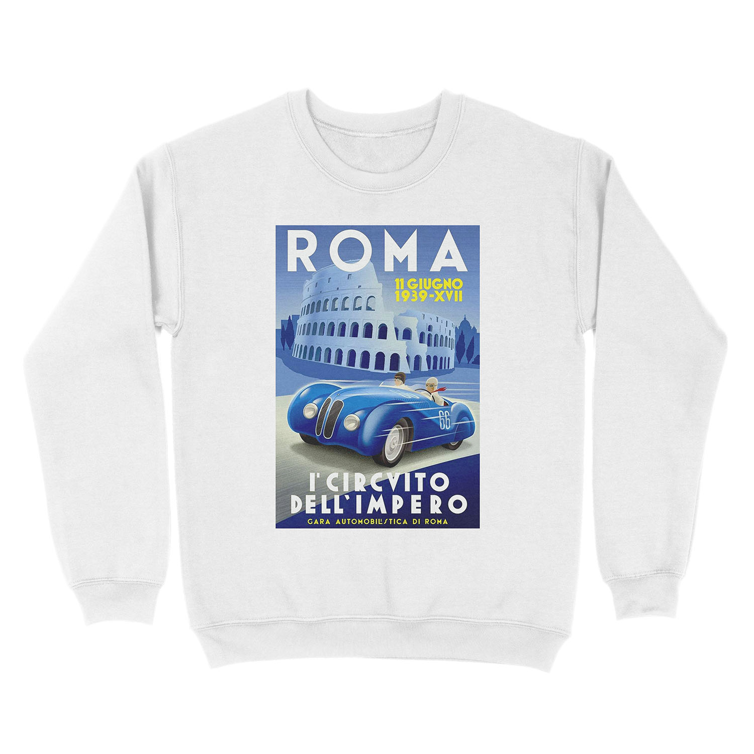 ROMA VINTAGE GRAND PRIX Auto Racing Print Unisex Crewneck Sweatshirt - Image 2