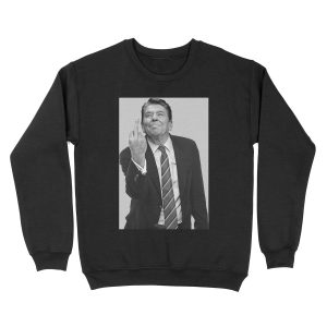 Ronald Reagan Flipping The Bird Unisex Crewneck Sweatshirt