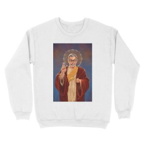 Alternative view of Saint Jeff of Goldblum - Jeff Goldblum Original Religious Painting Unisex Crewneck Sweatshirt