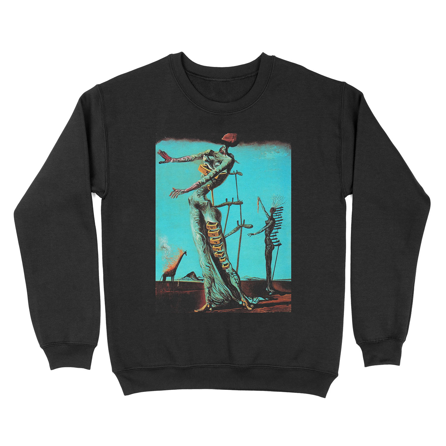 Salvador Dali Burning Giraffe Surreal Famous Painters Unisex Crewneck Sweatshirt