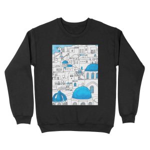 Santorini Blue and White Paradise Unisex Crewneck Sweatshirt