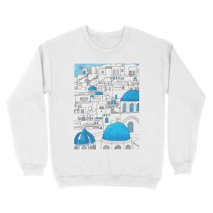 Alternative view of Santorini Blue and White Paradise Unisex Crewneck Sweatshirt