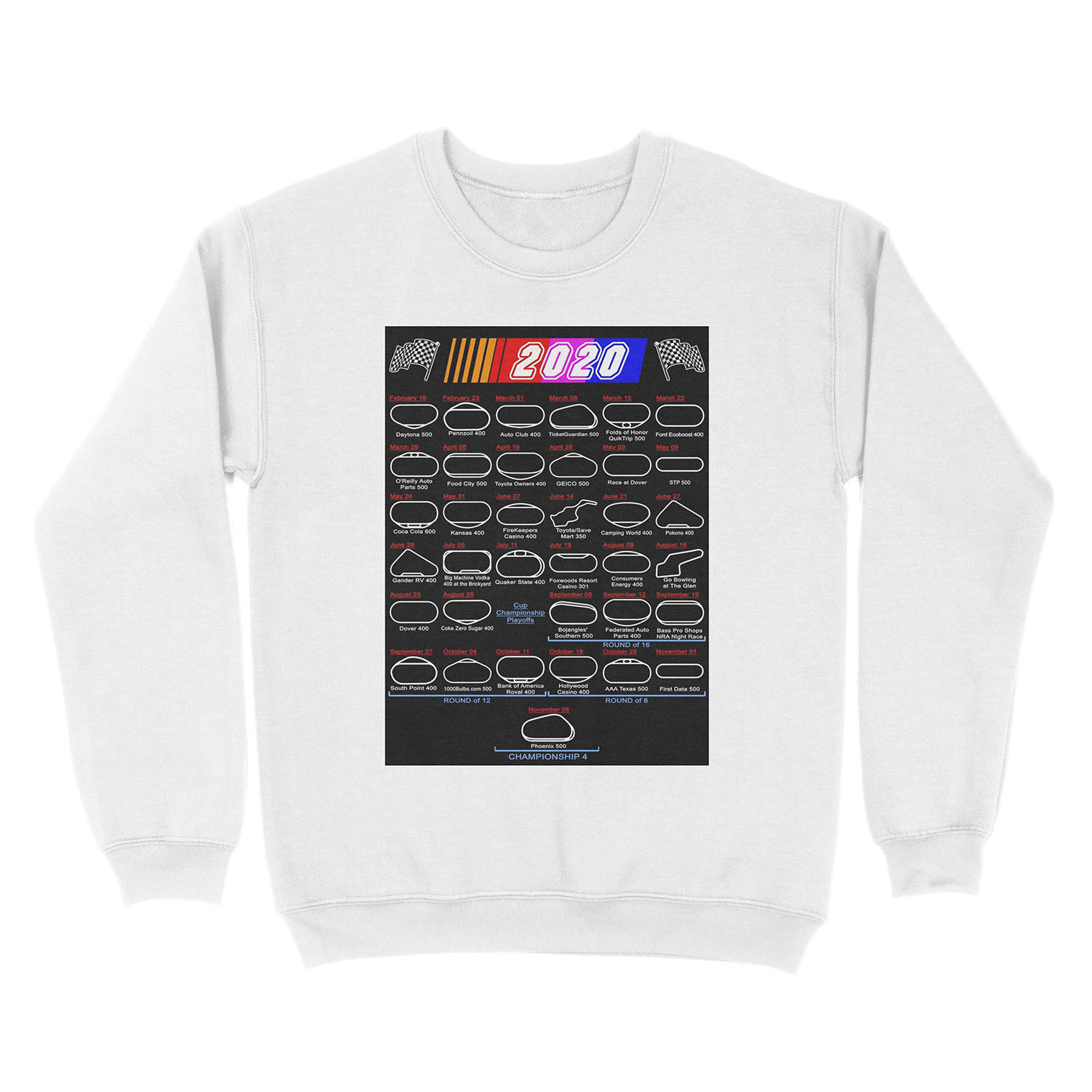 Schedule Nascar Cup Series 2020 Unisex Crewneck Sweatshirt - Image 2