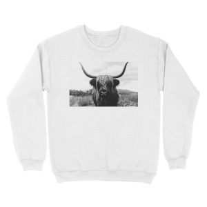 Alternative view of Scottish Highland Cattle - Black and White Animal Photography Unisex Crewneck Sweatshirt