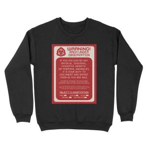SCP Foundation Red WARNING Signage - Red Background Unisex Crewneck Sweatshirt