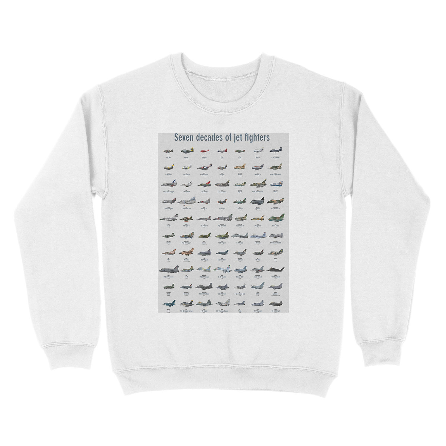 Seven decades of jet fighters Unisex Crewneck Sweatshirt - Image 2