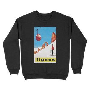 She Skis Alone Vintage ski sport poster Unisex Crewneck Sweatshirt