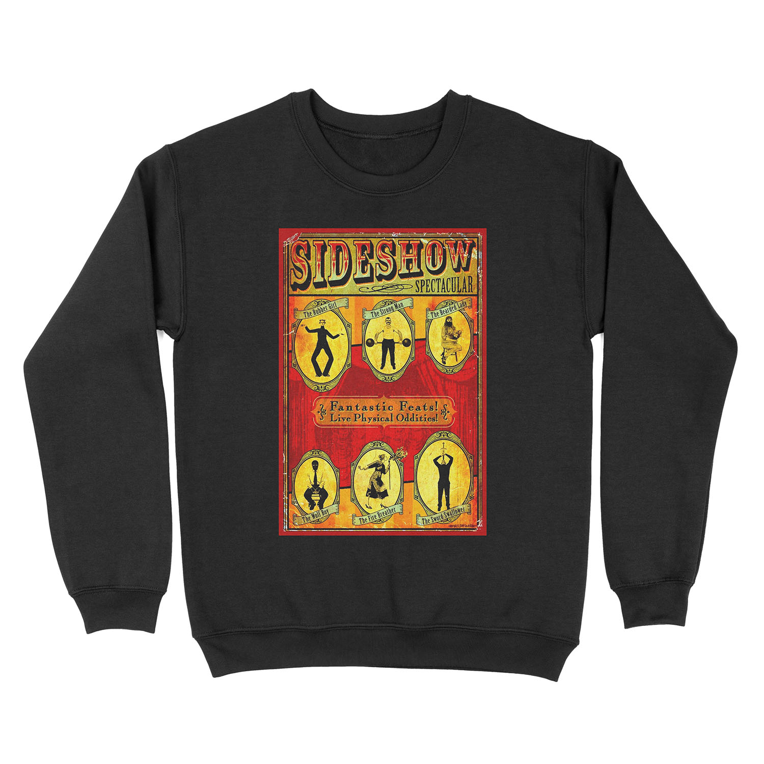 SIDESHOW SPECTACULAR; Vintage Circus Advertising Print Unisex Crewneck Sweatshirt