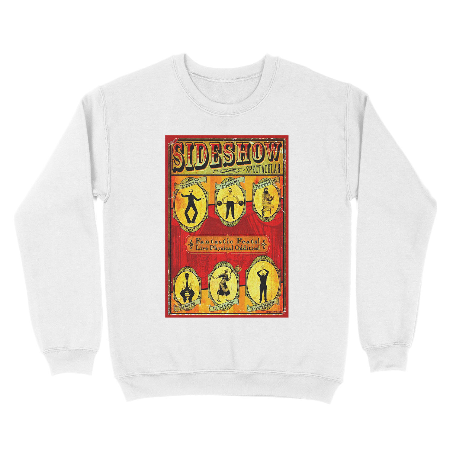 SIDESHOW SPECTACULAR; Vintage Circus Advertising Print Unisex Crewneck Sweatshirt - Image 2