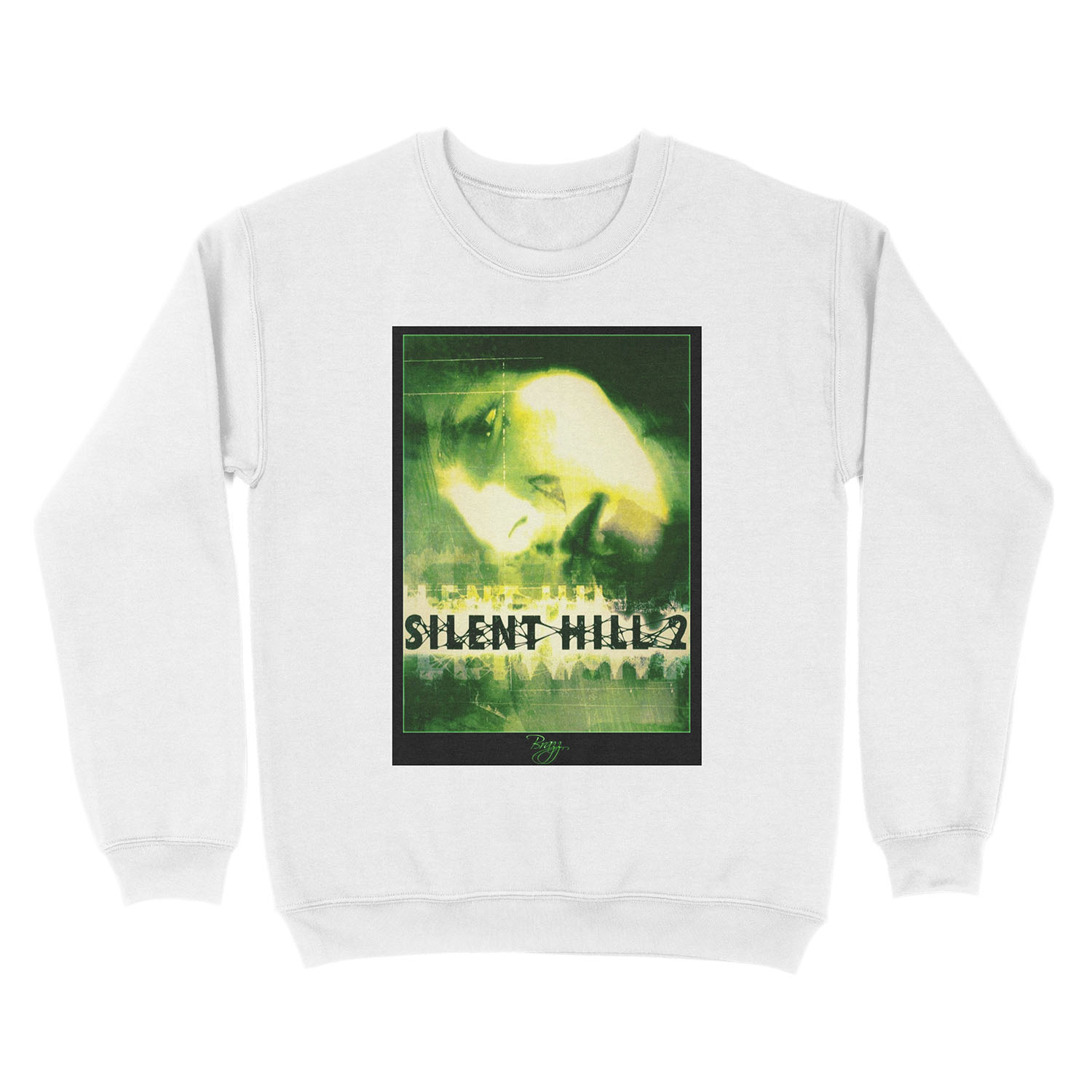 Silent Hill 2 - Ps2 Original Box Art (Green Cover) (Neon) Unisex Crewneck Sweatshirt - Image 2