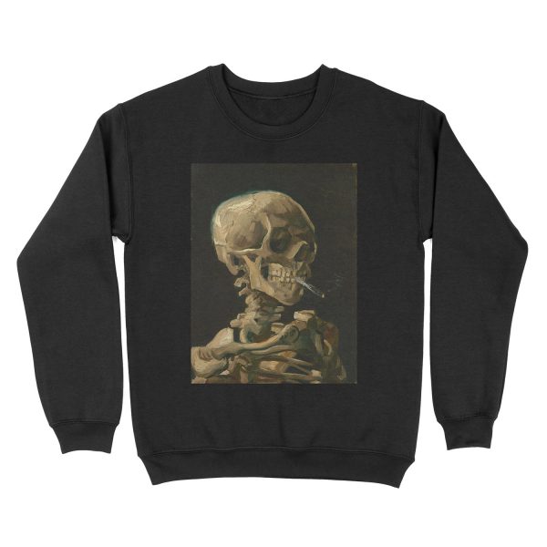 Skull of a Skeleton with Burning Cigarette Unisex Crewneck Sweatshirt