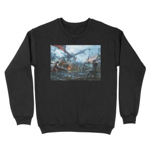 Skyrim- Dragon Battle Unisex Crewneck Sweatshirt