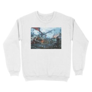 Alternative view of Skyrim- Dragon Battle Unisex Crewneck Sweatshirt