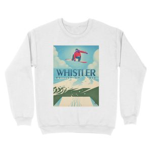 Alternative view of Snowboard Booter Whistler, BC Travel Unisex Crewneck Sweatshirt