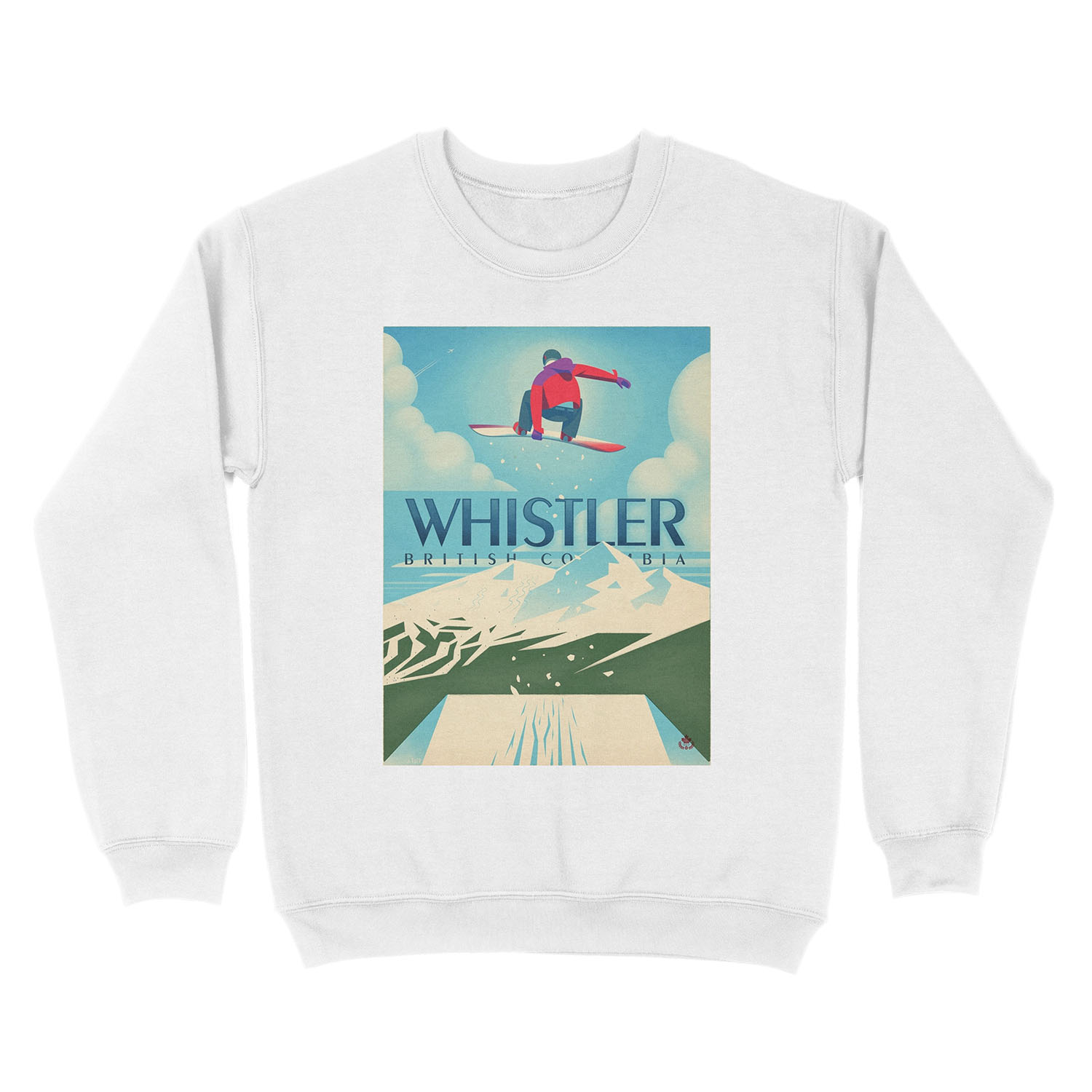 Snowboard Booter Whistler, BC Travel Unisex Crewneck Sweatshirt - Image 2
