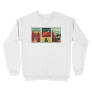 Alternative view of SpaceX Mars Colonization and Tourism Association Triptych (8K resolution) Unisex Crewneck Sweatshirt