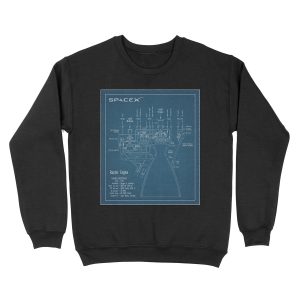 SpaceX Raptor Engine Blueprint Unisex Crewneck Sweatshirt