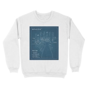 Alternative view of SpaceX Raptor Engine Blueprint Unisex Crewneck Sweatshirt