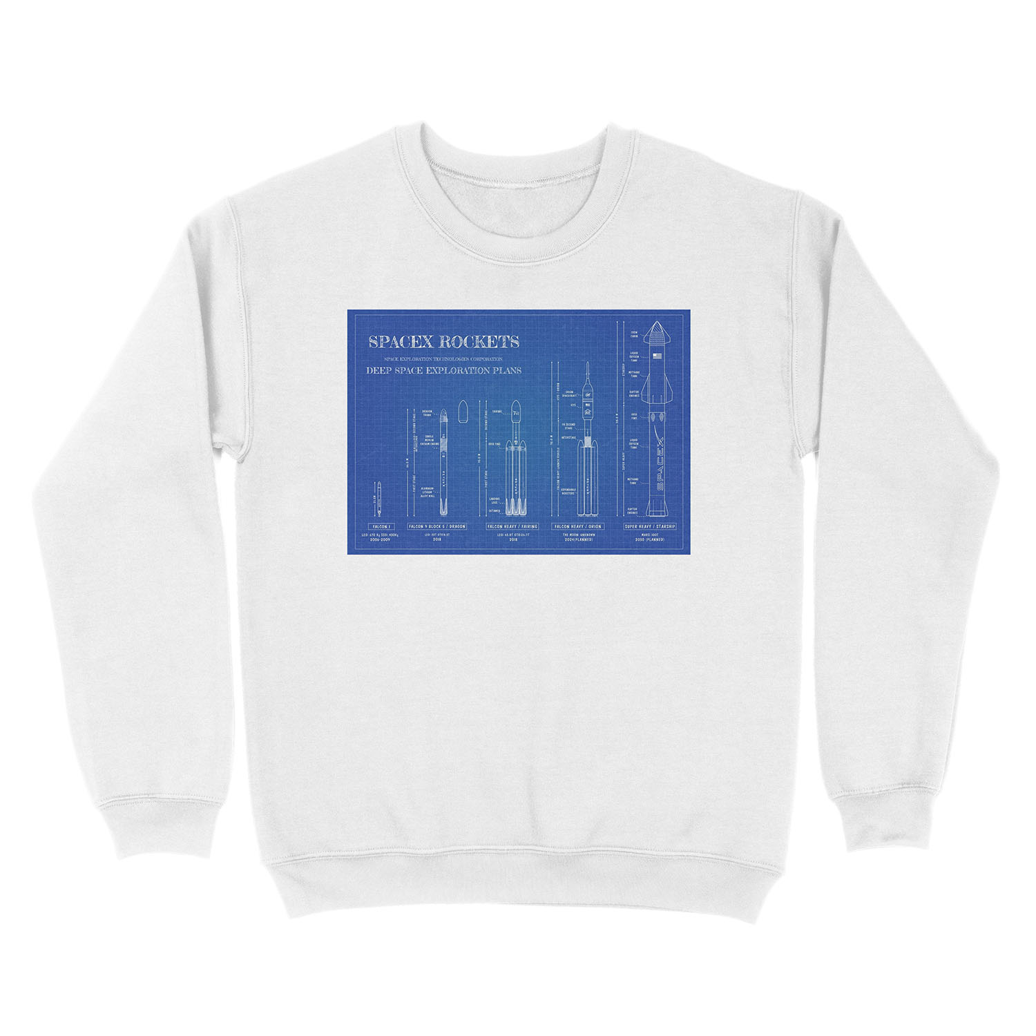 SPACEX Rockets (Blueprint) Unisex Crewneck Sweatshirt - Image 2