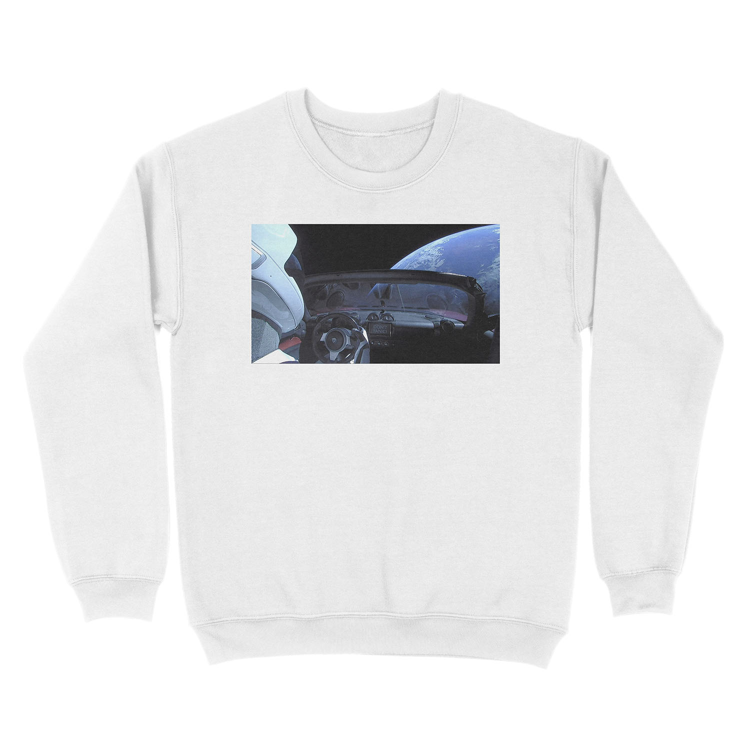 SpaceX Starman - DON'T PANIC! Unisex Crewneck Sweatshirt - Image 2