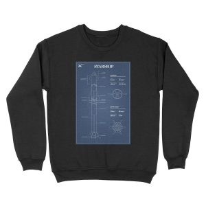SpaceX Starship Blueprint Unisex Crewneck Sweatshirt