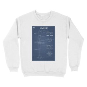 Alternative view of SpaceX Starship Blueprint Unisex Crewneck Sweatshirt