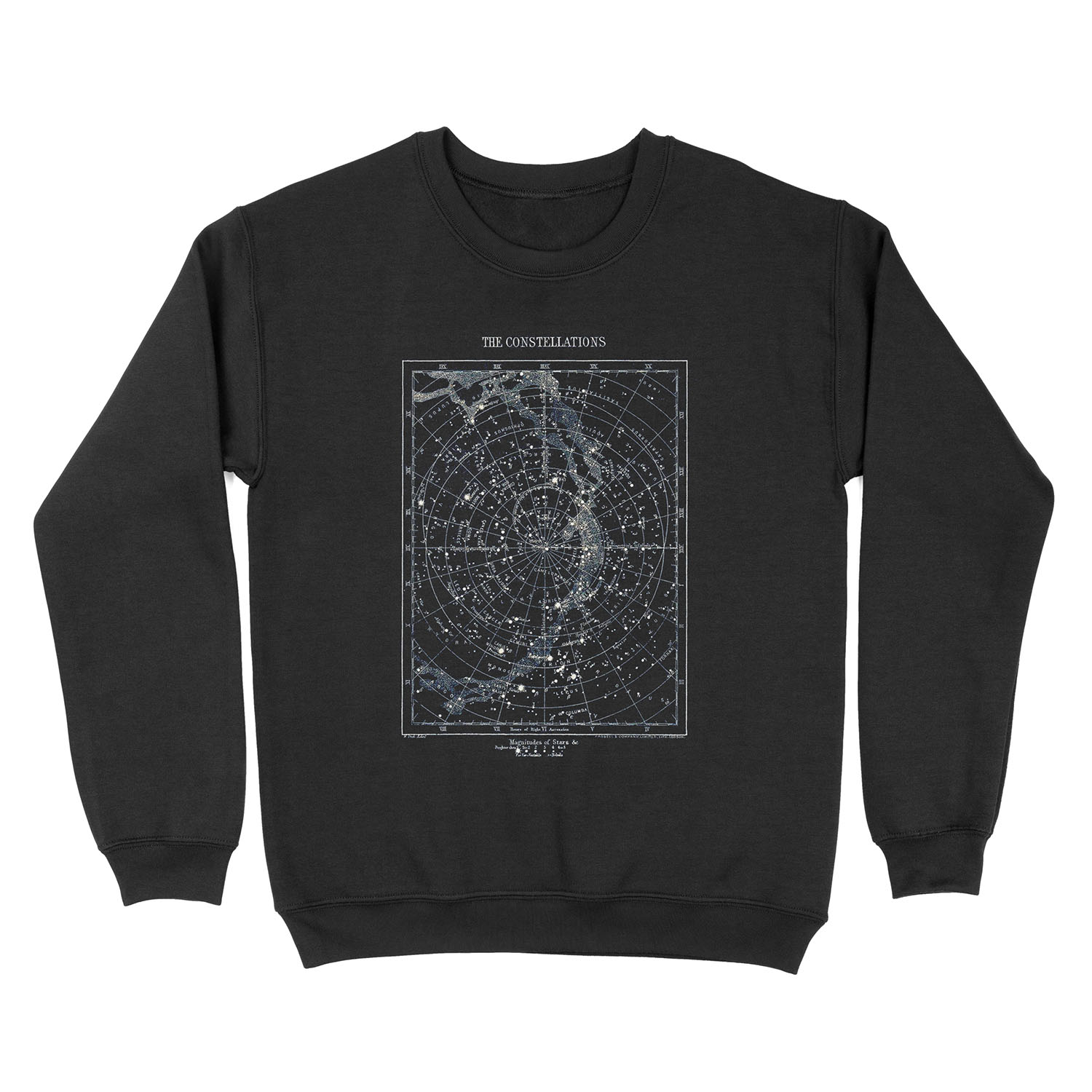 STAR CONSTELLATIONS : Vintage 1900 Galaxy Chart Map Unisex Crewneck Sweatshirt