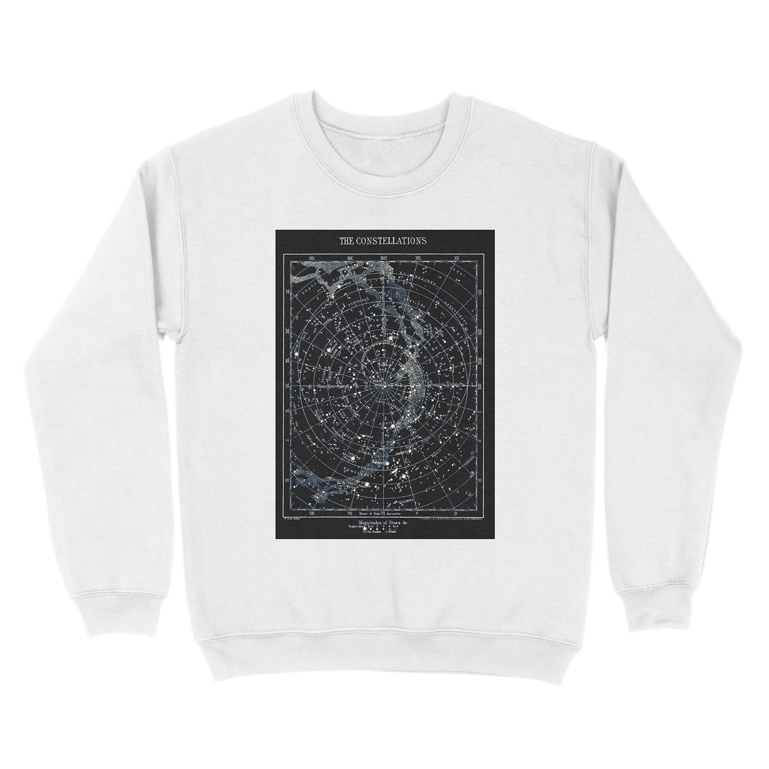 STAR CONSTELLATIONS : Vintage 1900 Galaxy Chart Map Unisex Crewneck Sweatshirt - Image 2