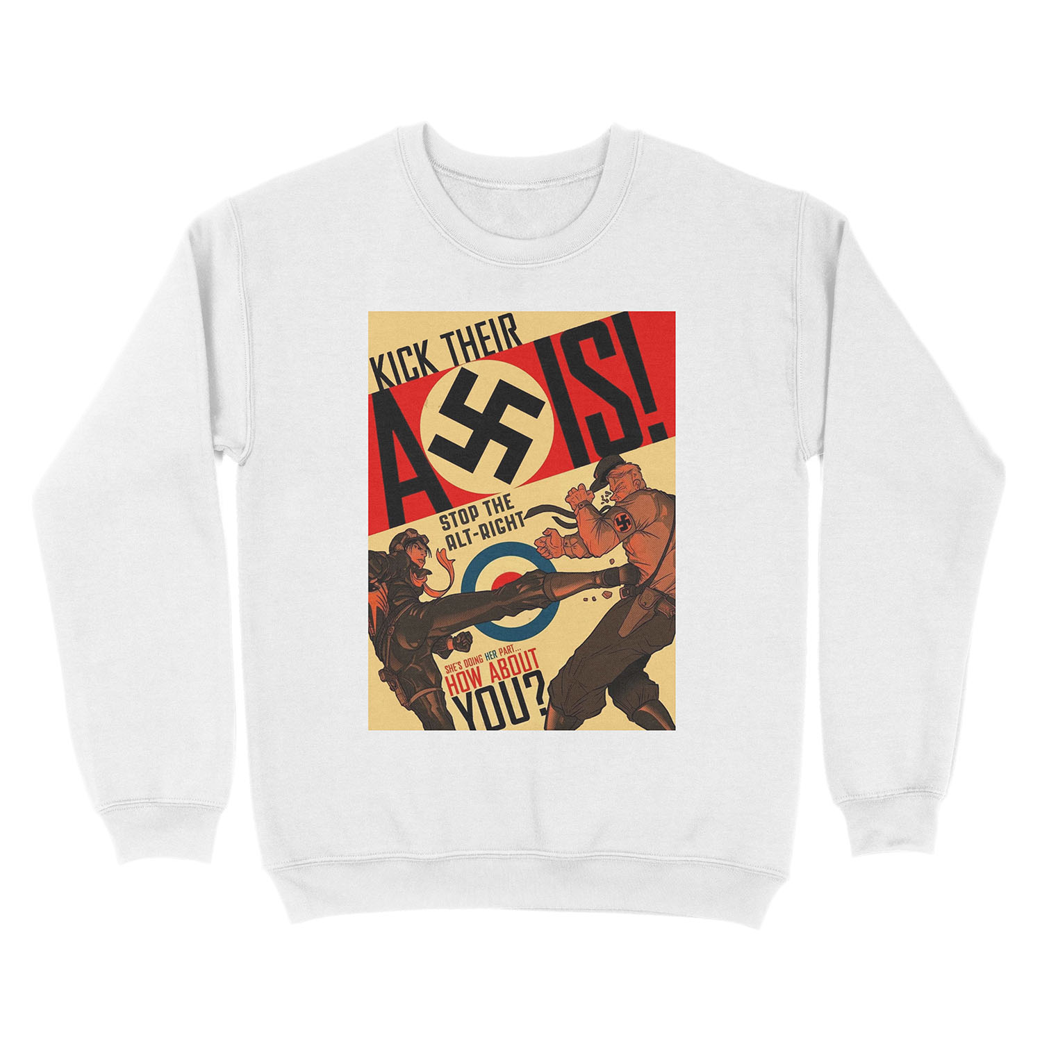 Stop the Alt-Right! - Kick Their Axis Unisex Crewneck Sweatshirt - Image 2