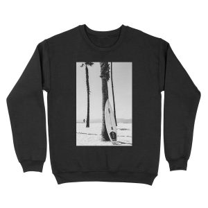 Surfboard Black and White Wall Art Unisex Crewneck Sweatshirt