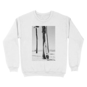 Alternative view of Surfboard Black and White Wall Art Unisex Crewneck Sweatshirt